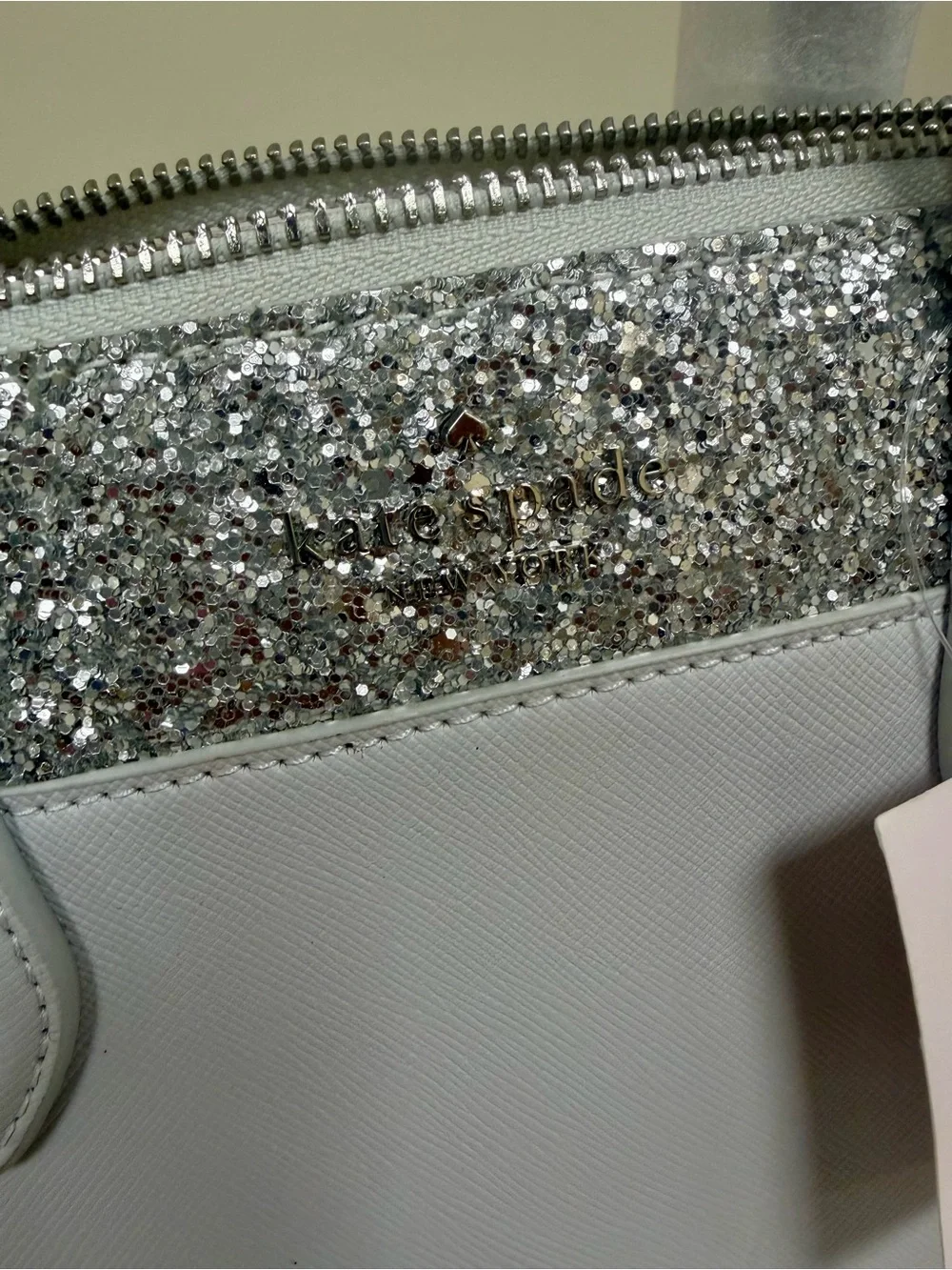 Kate Spade Glitter Trim Satchel with Crossbody Strap.